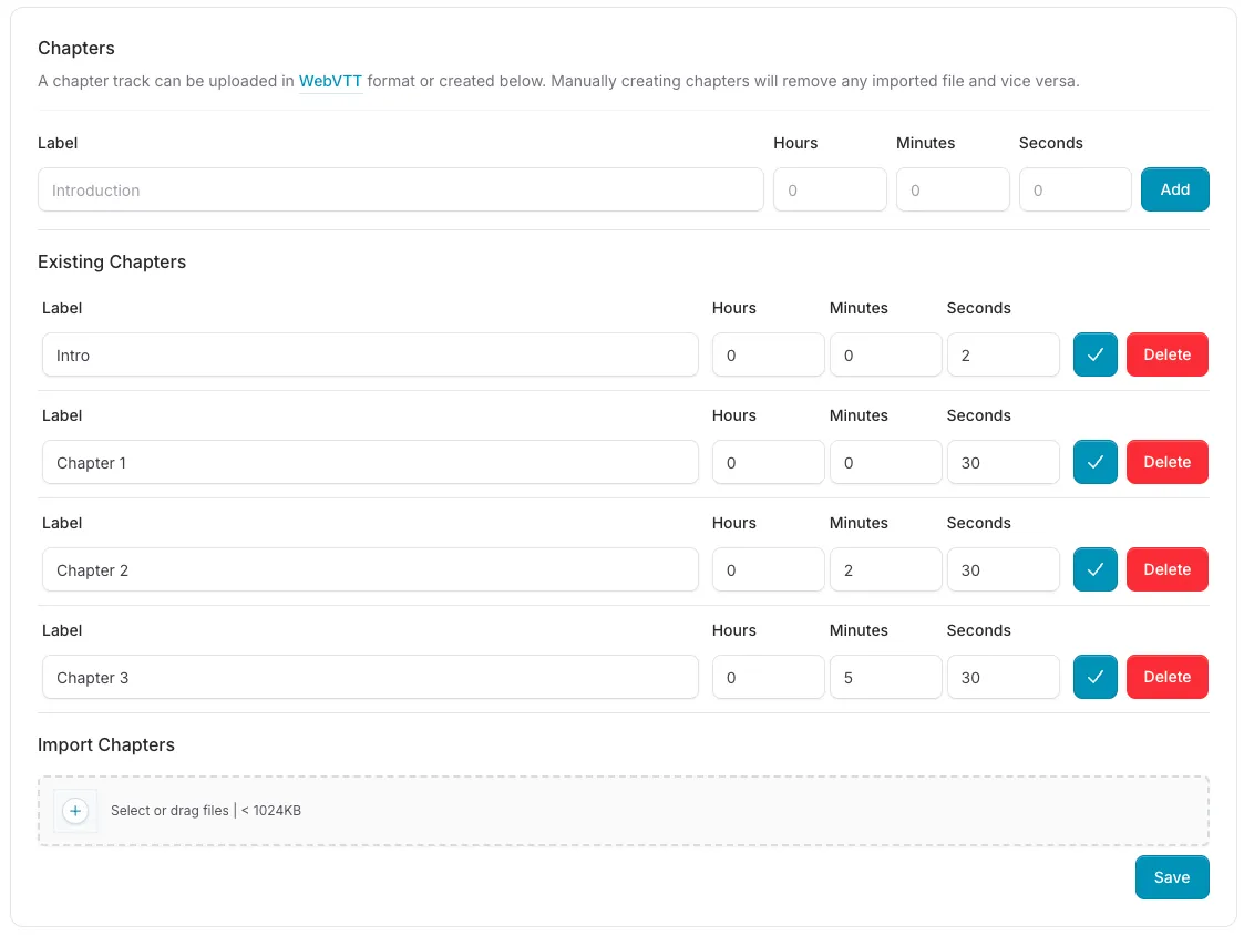 Chapters Form Chapters Form