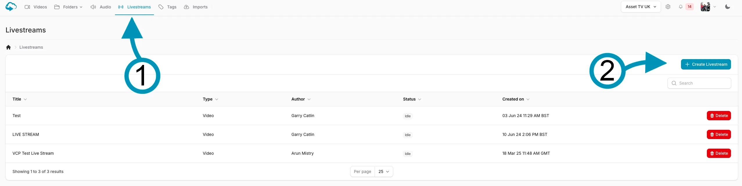 Create livestream Create livestream
