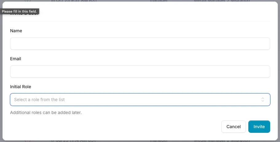 Invite a user Invite a user