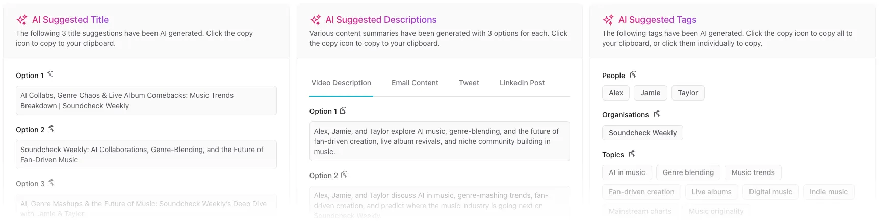 AI suggestions example AI suggestions example