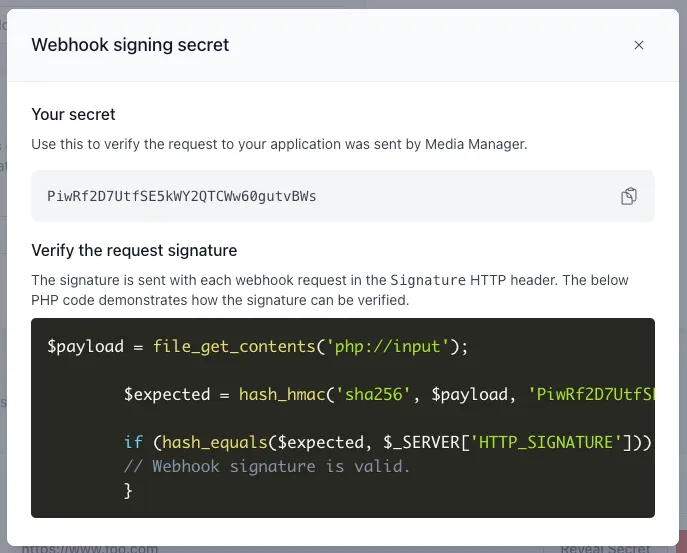 Webhook secret Webhook secret